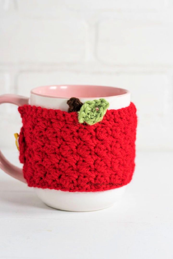 Apple Coffee Cup Cozy Crochet Pattern