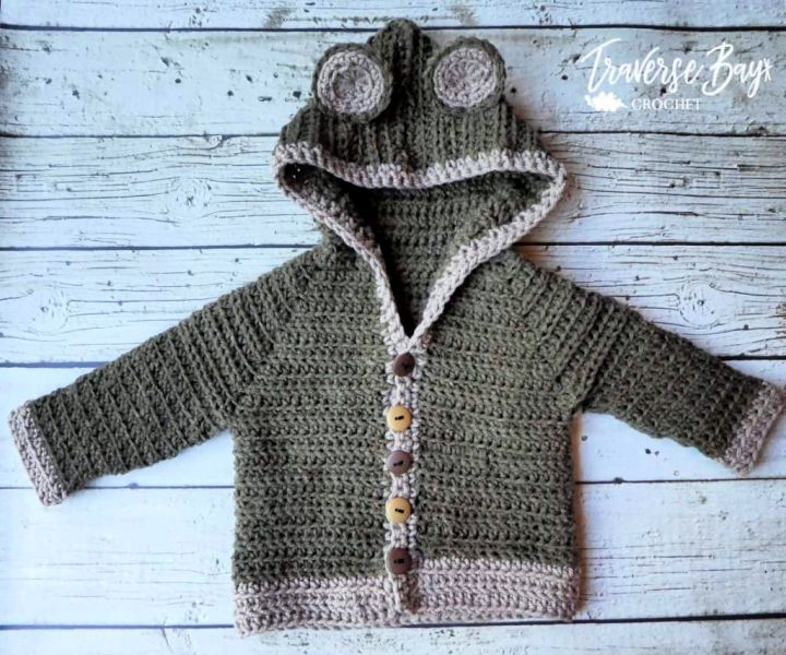 Crochet Baby Bear Cardigan - Step By Step Instructions