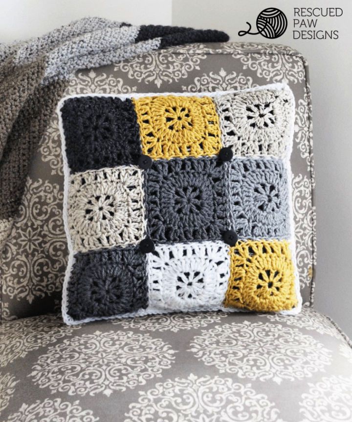 Basic Crochet Square Button Pillow Pattern