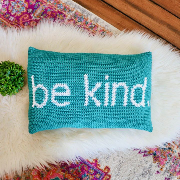 Be Kind Pillow Free Crochet Pattern