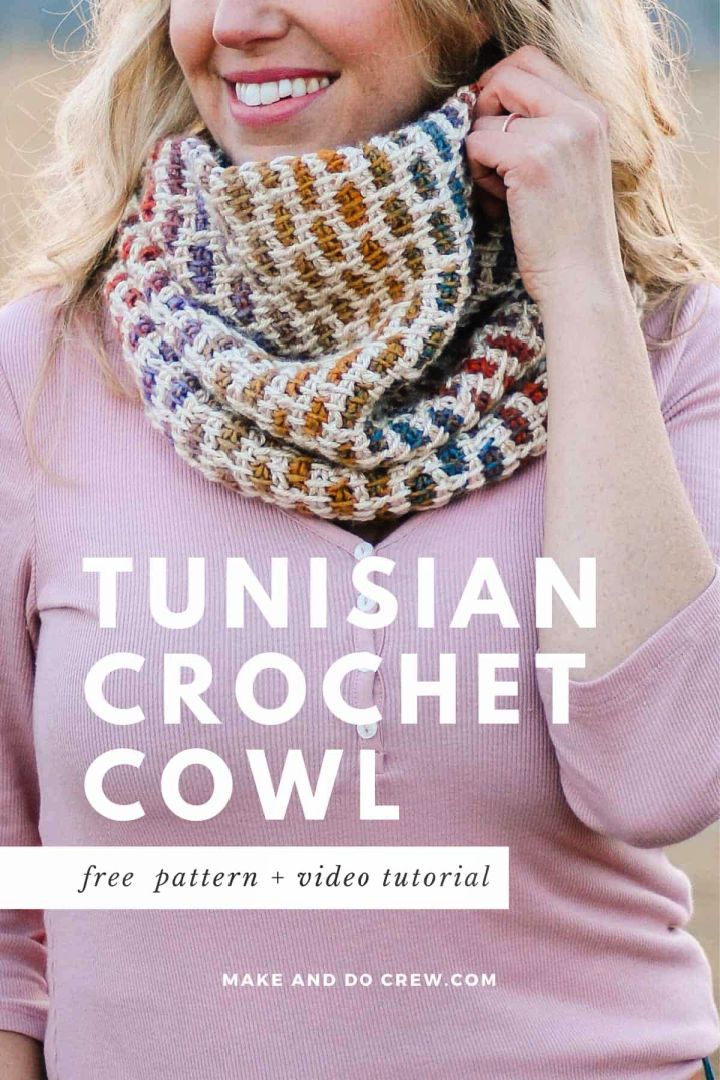 Brick Stitch Tunisian Crochet Cowl Pattern