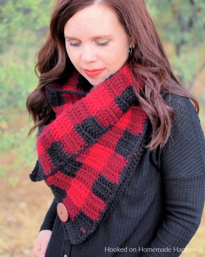 Free Crochet Pattern for Buffalo Plaid Cowl