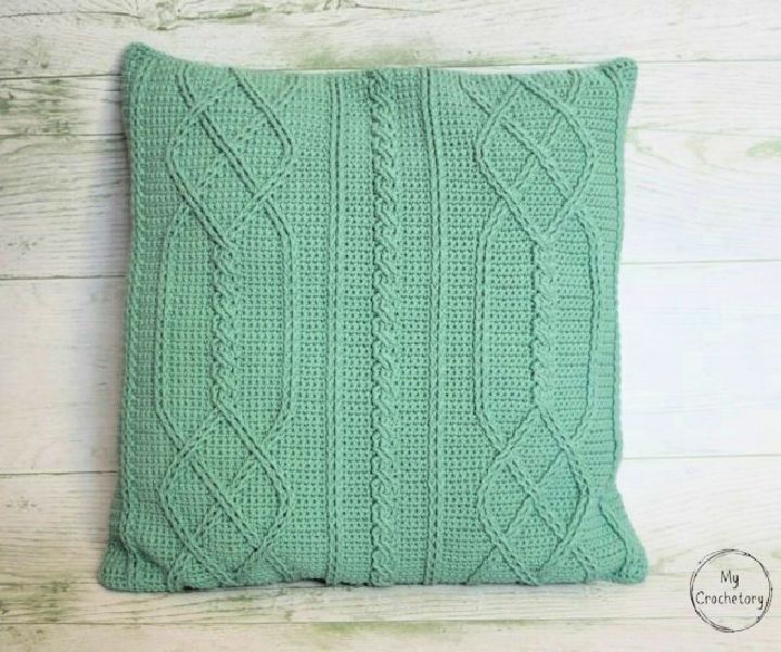 Crocheted Cable Diamond Pillow - Free Pattern