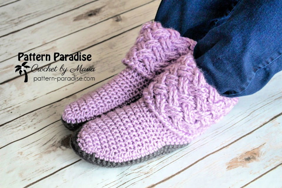 Free Crochet Celtic Weave Slippers Pattern