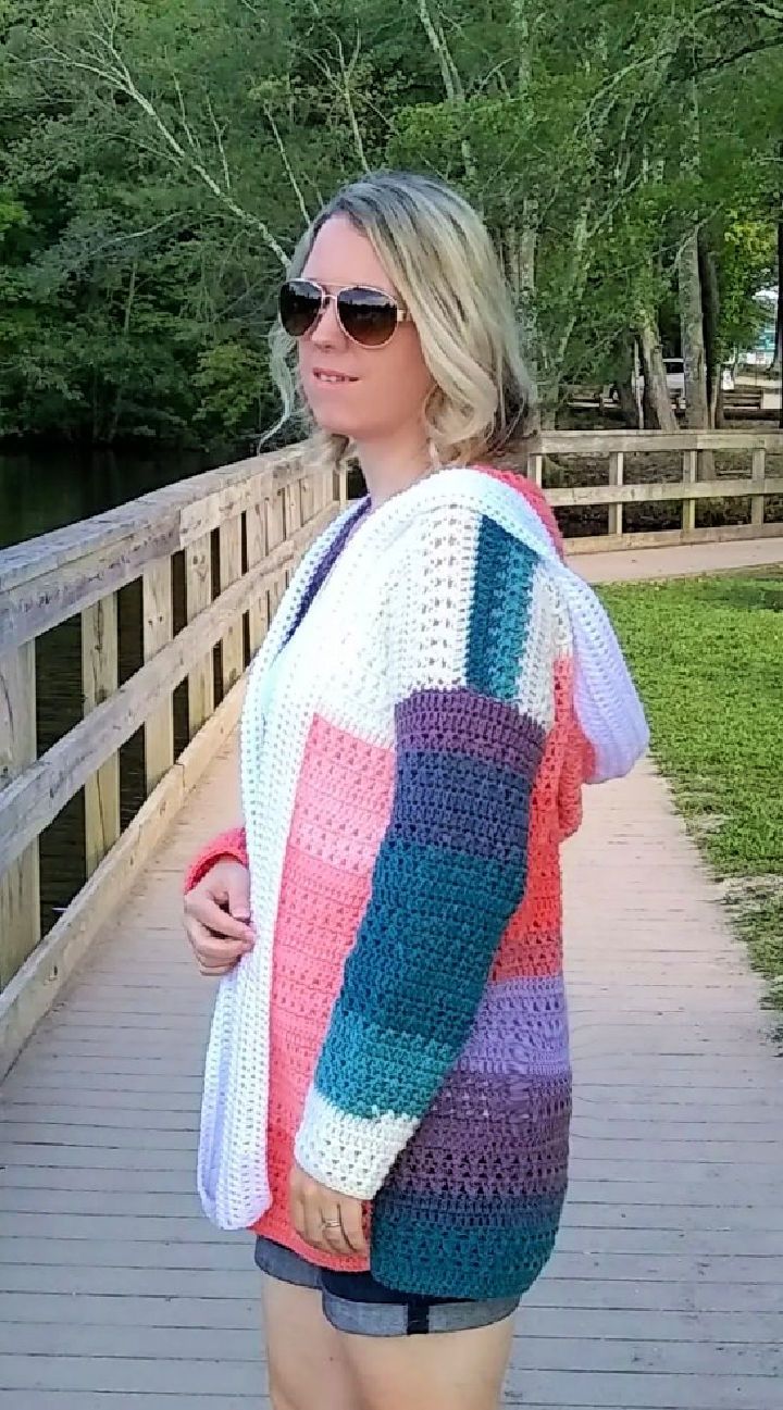 Crocheted Color Block Cardigan - Free Pattern
