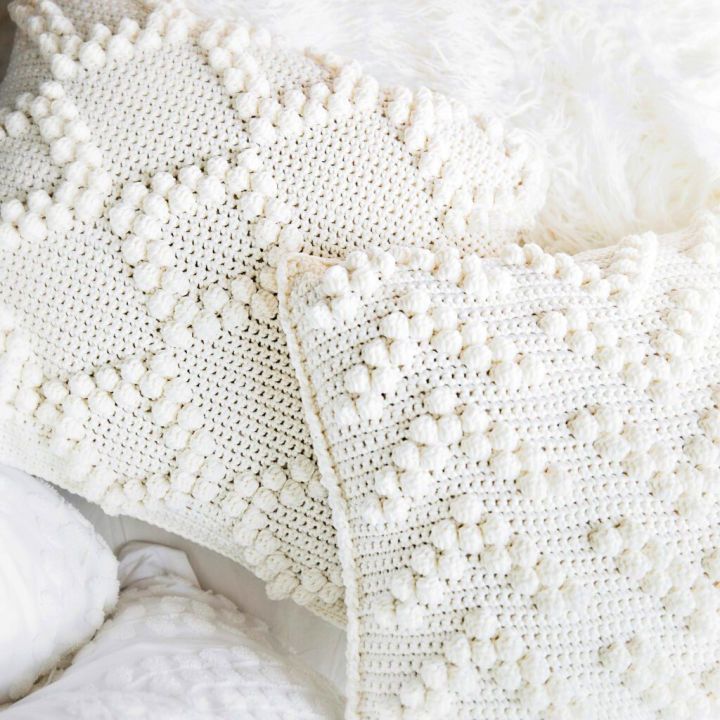 Crochet Bobble Stitch Pillow Covers Pattern