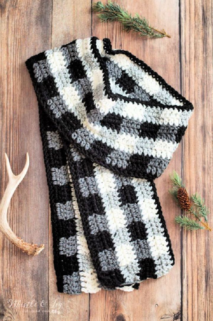 Crochet Buffalo Plaid Scarf Design - Free Pattern