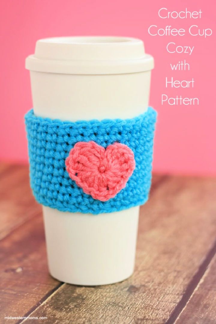 Crochet Coffee Cup Cozy Pattern with Heart