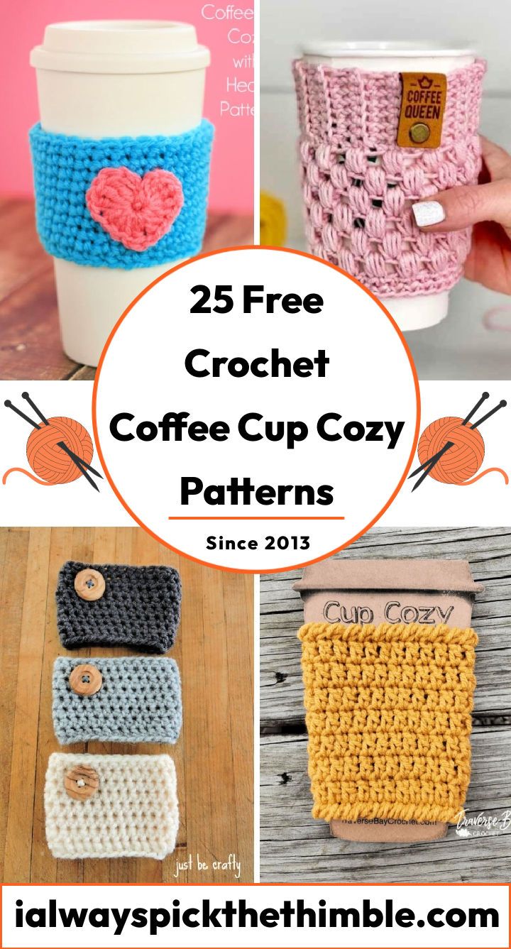 25 Free Crochet Coffee Cup Cozy Patterns