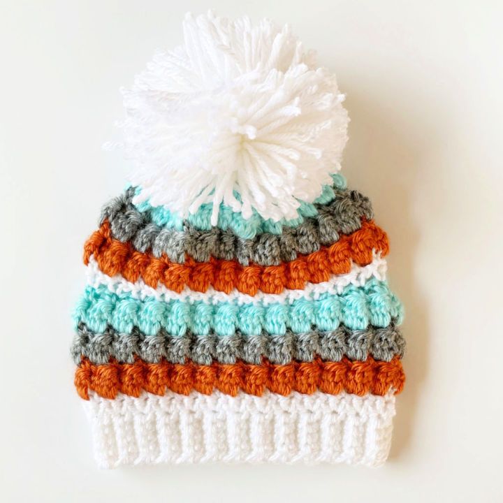 Easy Crochet Mesh and Bobble Stitch Hat Pattern 