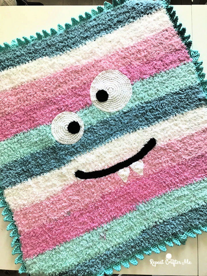 Crochet Monster Blanket With Bernat Pipsqueak Stripes