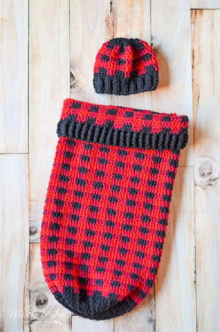 Free Crochet Plaid Baby Cocoon Pattern