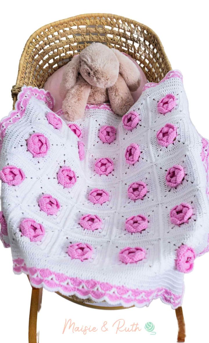 Modern Crochet Rose Baby Blanket Pattern 