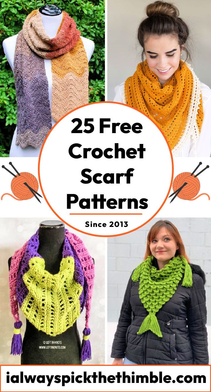 25 Free Crochet Scarf Patterns {PDF Crocheted Scarf Pattern}