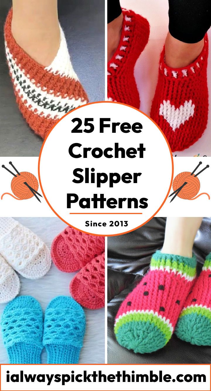 25 Free Crochet Slipper Patterns (Adults & Kids Pattern)