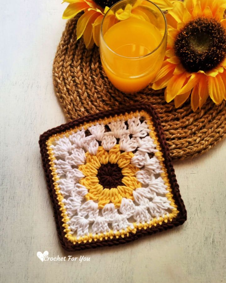Crochet Sunflower Granny Square Free Pattern