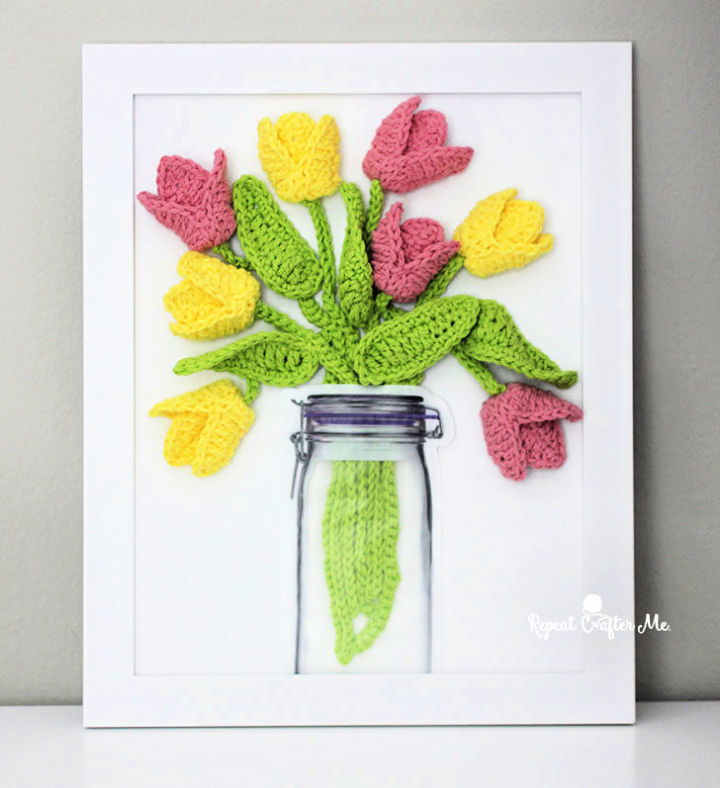 Crochet Tulips on Canvas - Free Pattern