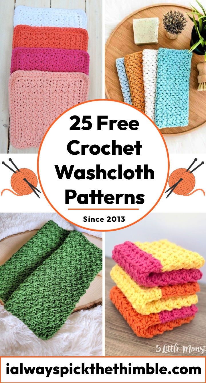 25 Free Crochet Washcloth Patterns (Easy PDF Pattern)