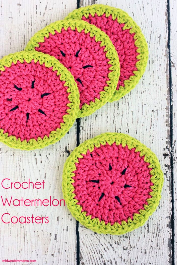 Crochet Watermelon Coasters Pattern