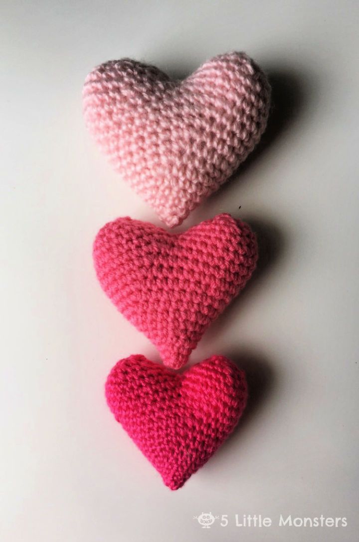 Crocheted Puffy Hearts - Free Pattern
