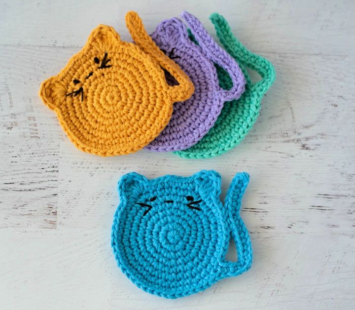 Cute Crochet Cat Coasters Pattern