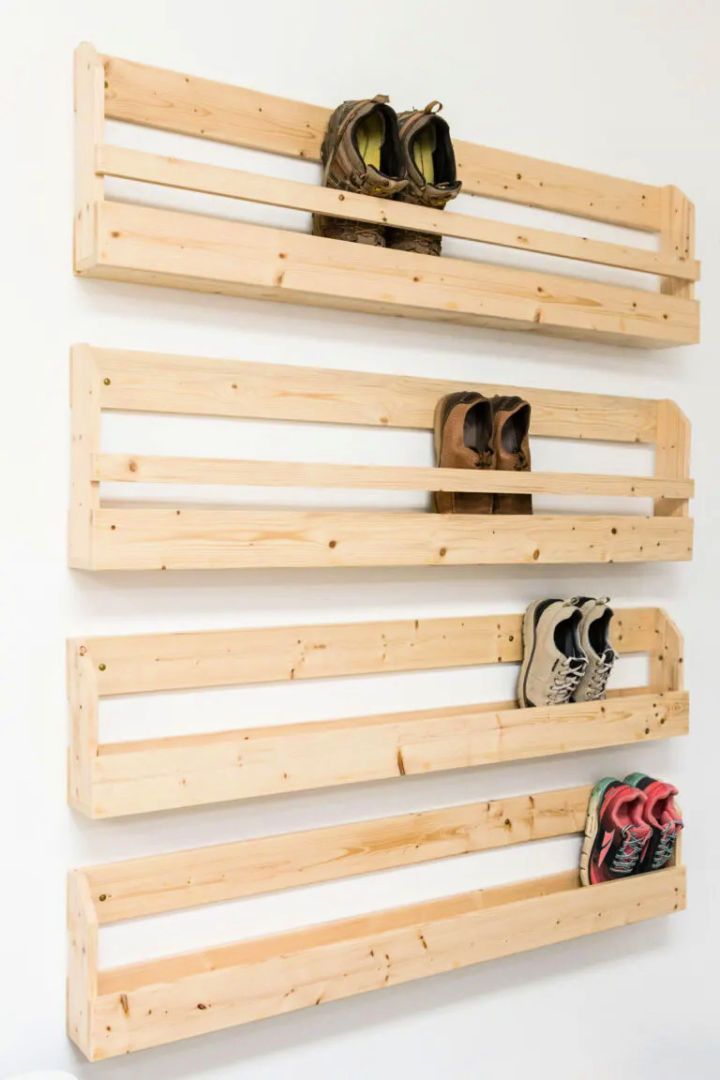 DIY Wooden Wall Mounted Shoe Rack