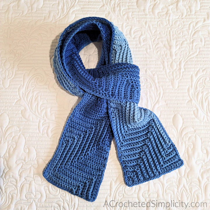 Crocheted Diagonal Ripple Scarf - Free Pattern