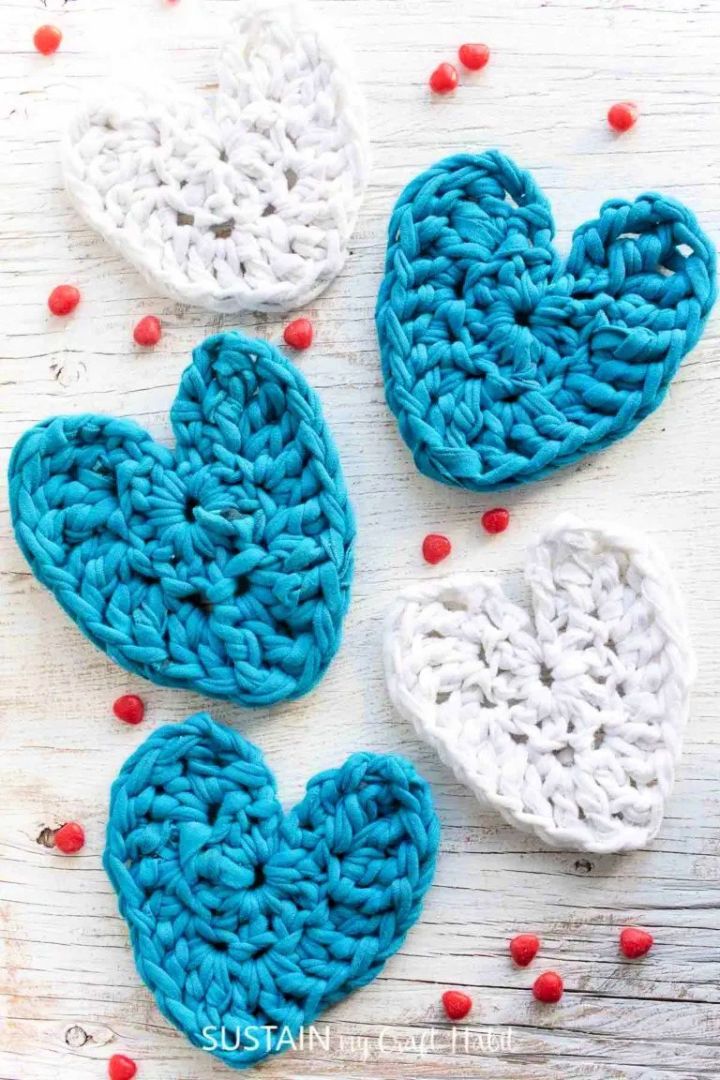 Easy Crochet Heart Pattern with T Shirt Yarn