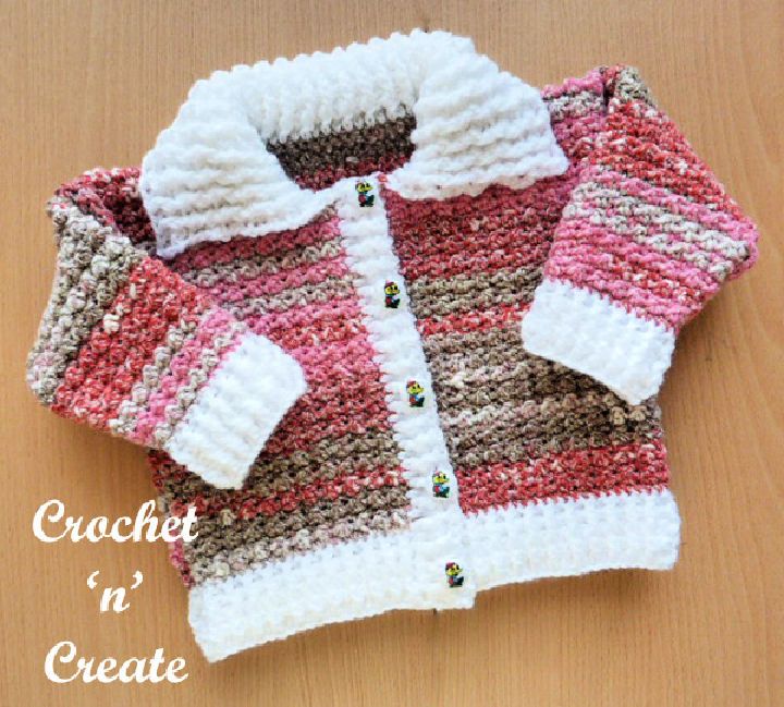 Free Crochet Pattern for Baby Ribbed Cardigan