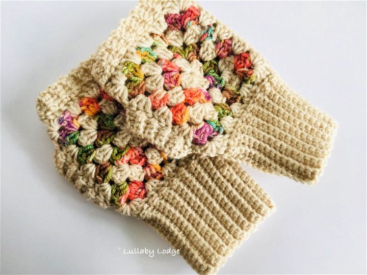 Multicolor Crochet Granny Square Fingerless Mitts - Free Pattern