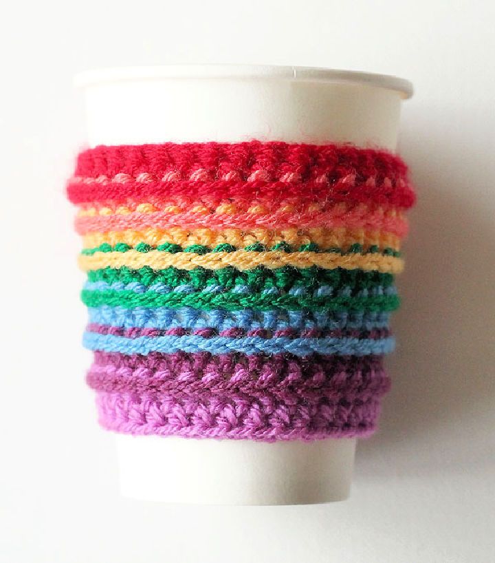How to Crochet a Rainbow Cup Cozy - Free Pattern
