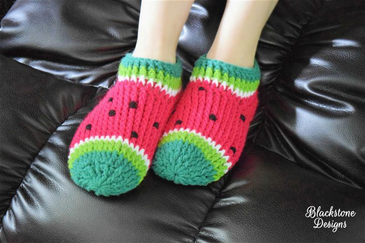 Beautiful Crochet Watermelon Chunky Slippers Pattern