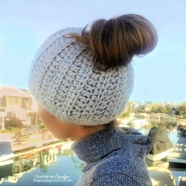 Free Crochet Messy Bun Hat Pattern