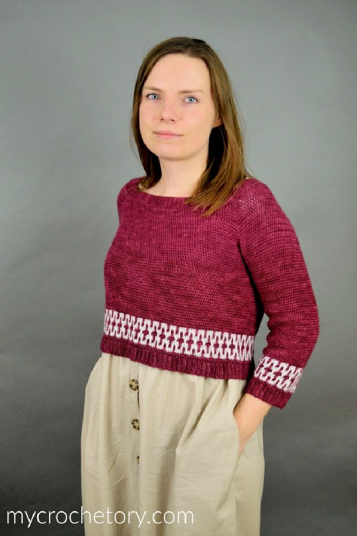 Crochet Mosaic Cropped Sweater - Step-By-Step Instructions