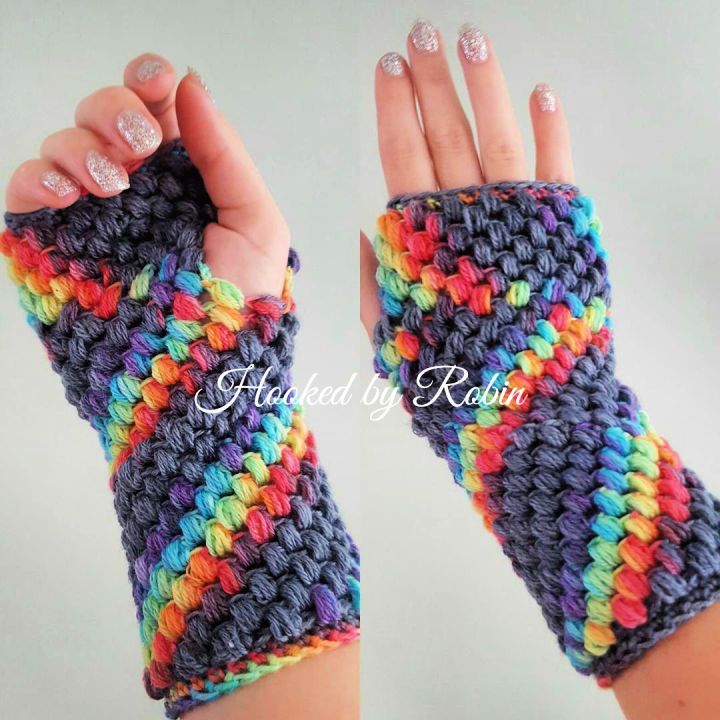 Best Puff Stitch Fingerless Gloves Crochet Pattern