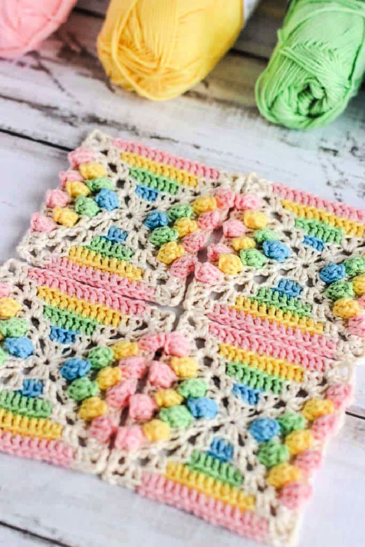 Rainbow Gumdrop Crochet Square Pattern
