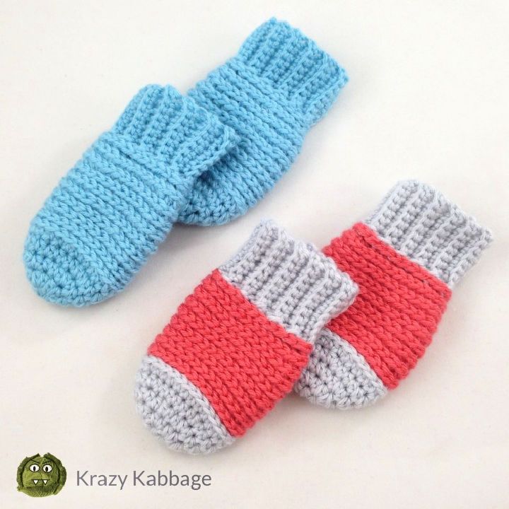 Free Crochet Ribbed Baby Mittens Pattern