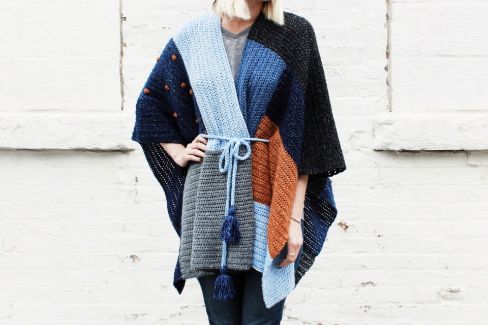 Crochet Shades of Indigo Poncho - Free Pattern