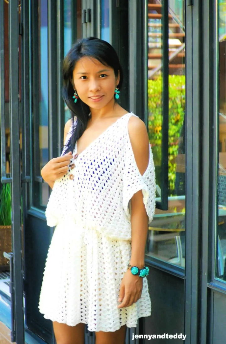 White Hippie Boho Mini Dress Free Crochet Pattern