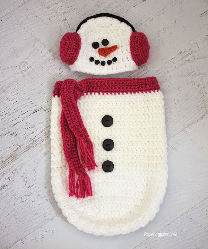 Crochet Snowman Cocoon - Free Pattern