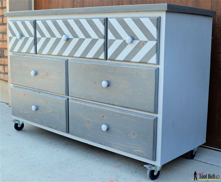 DIY 7 Drawer Dresser With Chevron Top