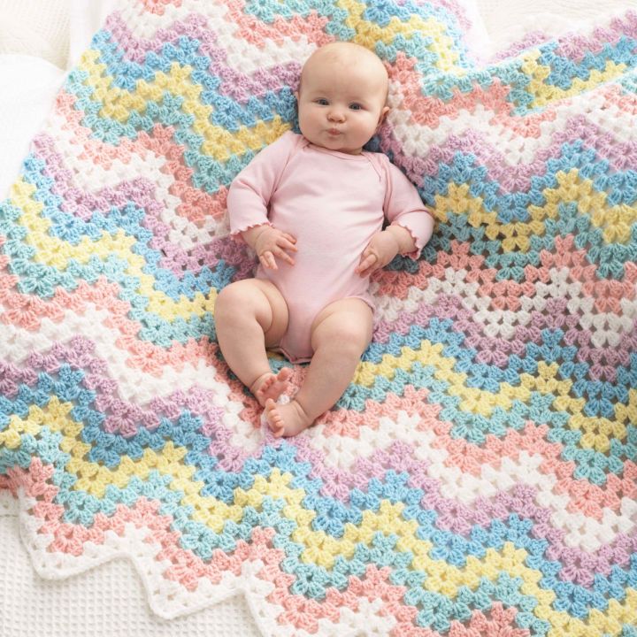 Chevron Crochet Bernat Yarn Rainbow Blanket Pattern