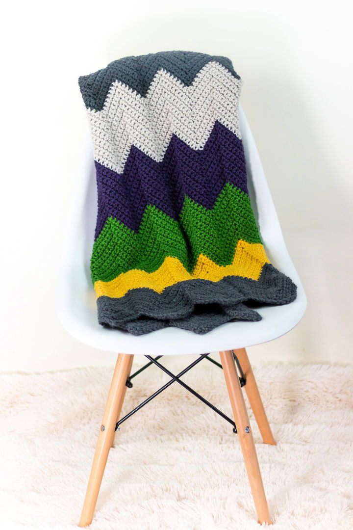 Colorful Crochet Chevron Blanket Free Pattern