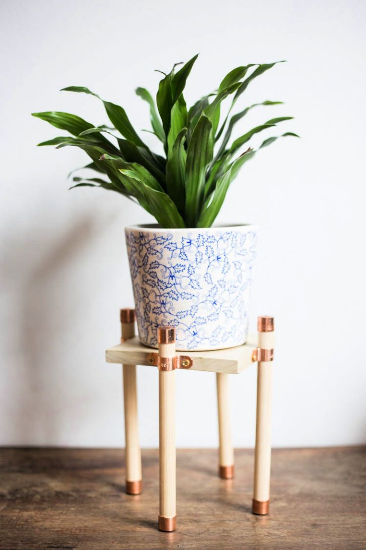 Copper and Wood Plant Stand DIY