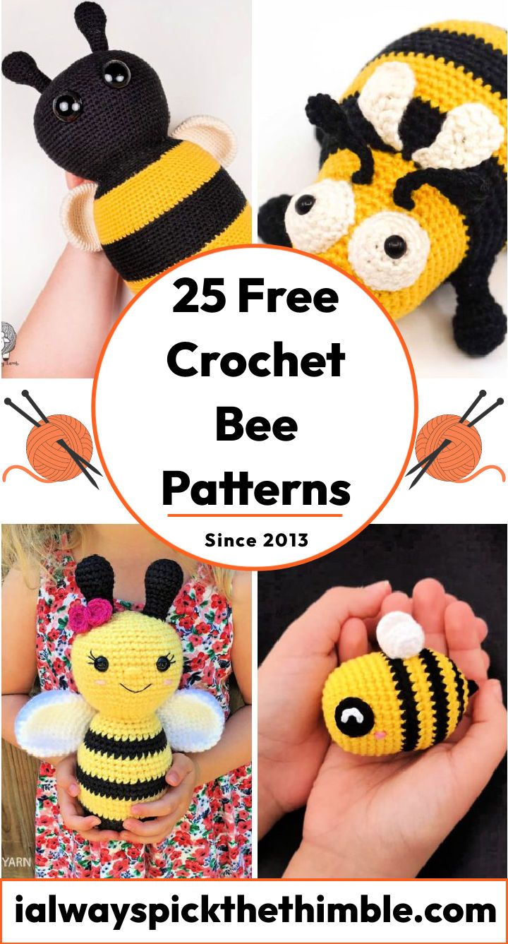 25 Free Crochet Bee Patterns (Amigurumi Pattern) - (bumble bee, TikTok bee, amigurumi bee)