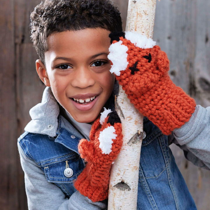 Crochet Chunky Fox Mittens Pattern