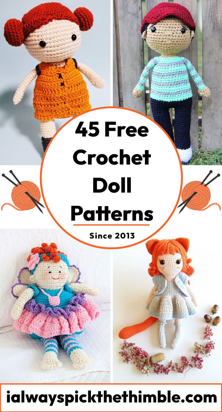 45 Free Crochet Doll Patterns - Free Amigurumi Doll Patterns - Easy Crochet Doll Pattern for Beginners
