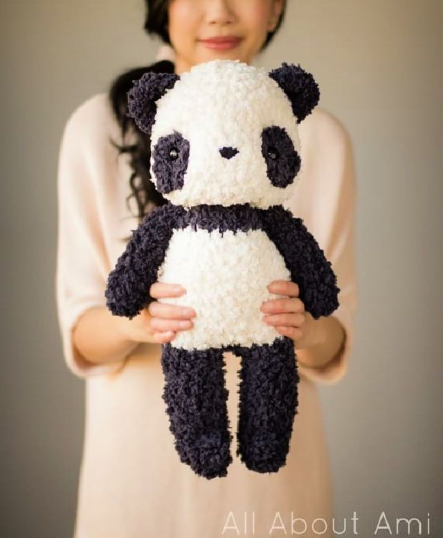 Crochet Fleece Panda - Step by Step Instructions