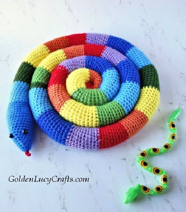 Crochet Giant Rainbow Snake Amigurumi Pattern