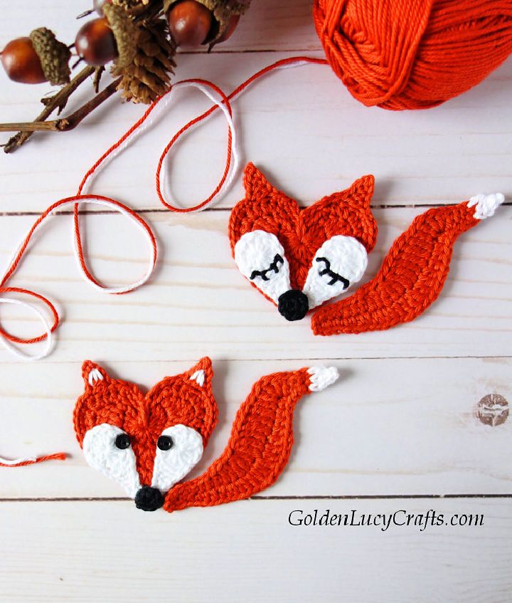 Crochet Heart Fox Applique Pattern